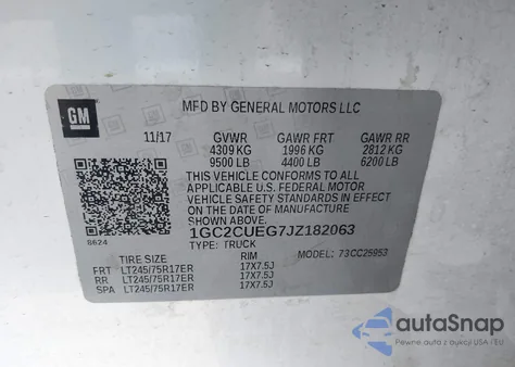 2018 Chevrolet Silverado 2500Hd Wt from USA, damaged, VIN 1GC2CUEG7JZ182063